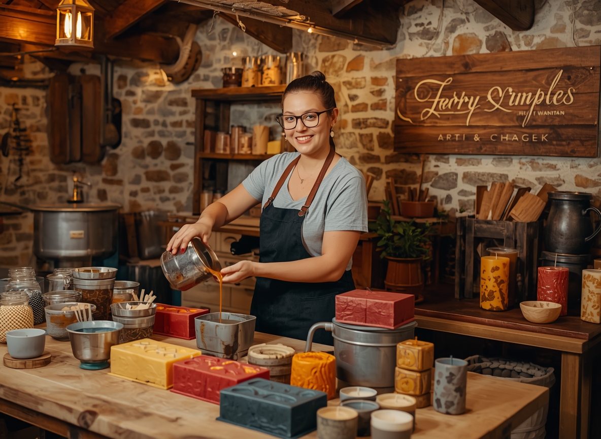 Wildnecknatural artisan workshop with candle making process